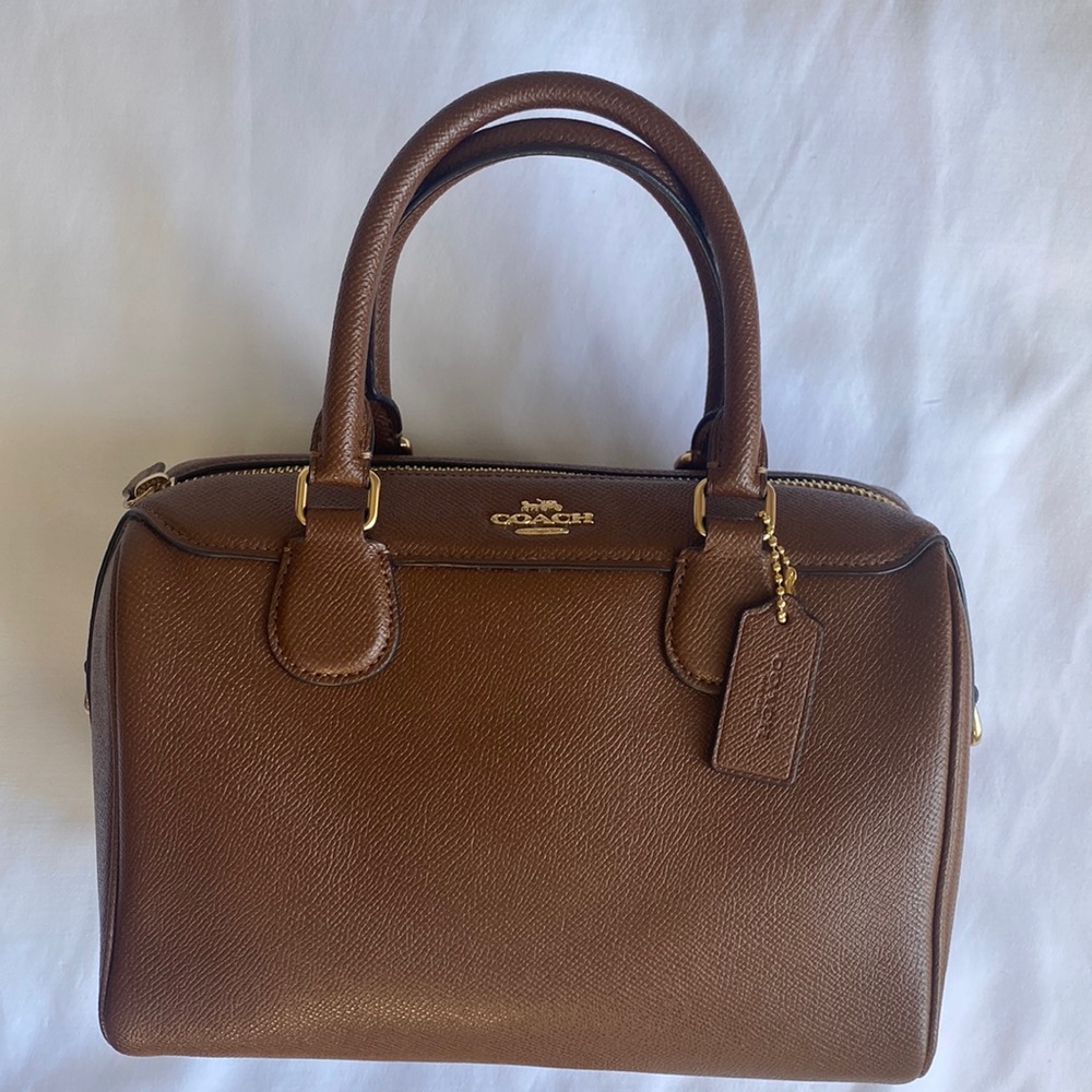 Coach Mini Bennett Leather Crossbody Satchel in Brown